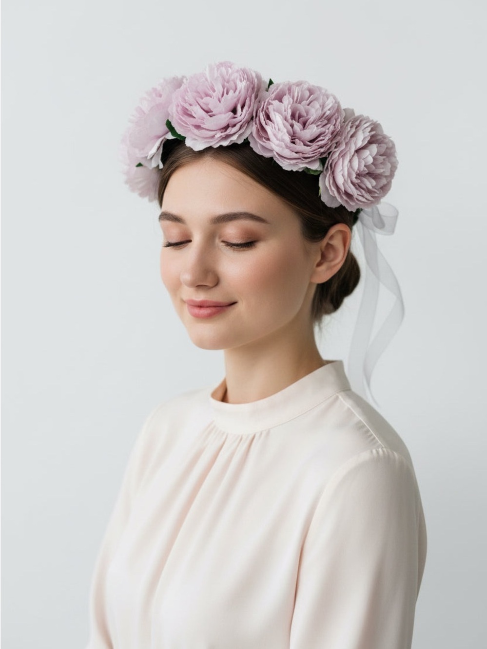 Source Unknown Light Pink Floral Crown Headband